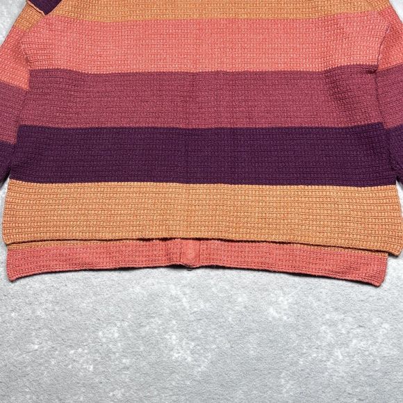 BKE Buckle Women’s Size Medium Orange Striped Boxy Waffle Knit Oversized Sweater - Picture 3 of 14